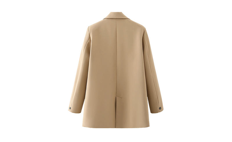 Khaki Lapel Collar Button Solid Color Blazer TQK260054-21