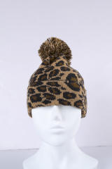 Brown Leopard Pom Beanie LC02113-17