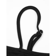 Black Multi Cut-out Asymetrical Rib Bodysuit TQV220140-2