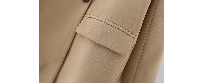Khaki Lapel Collar Button Solid Color Blazer TQK260054-21