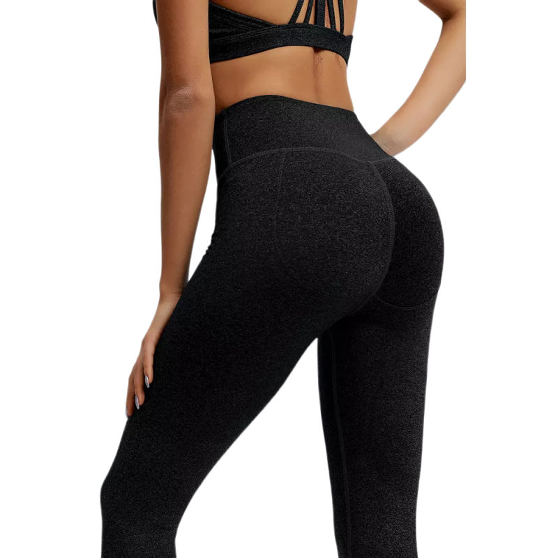 Black Front Criss-cross Bra with Pant Yoga Set TQE91346-2