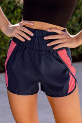 Blue Smocked Elastic Waist Athletic Shorts LC731194-5