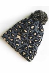 Gray Leopard Pom Beanie LC02113-11