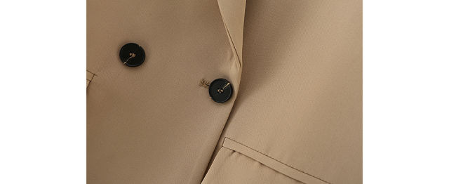 Khaki Lapel Collar Button Solid Color Blazer TQK260054-21