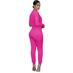 Rosy Cotton Blend Sweatshirt Joggers Loungewear Set TQK710133-6