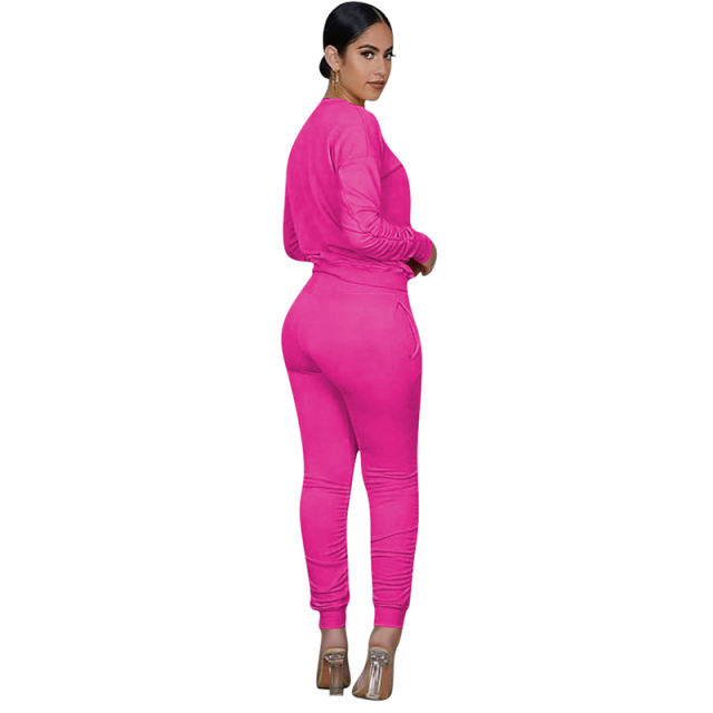 Rosy Cotton Blend Sweatshirt Joggers Loungewear Set TQK710133-6