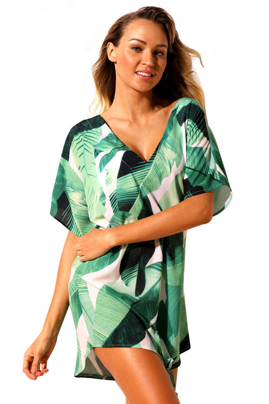 Tie The Knot Green Leaves Beach Cover-up