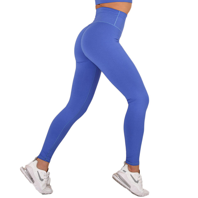 Blue Sides Drawstring Short Sleeve Yoga Pant Set TQK710243-5