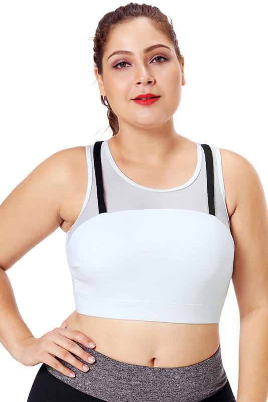 Black Strap Detail White Yoga Crop Top