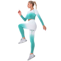 Green Gradient Long Sleeve Sports Set TQE00131-9