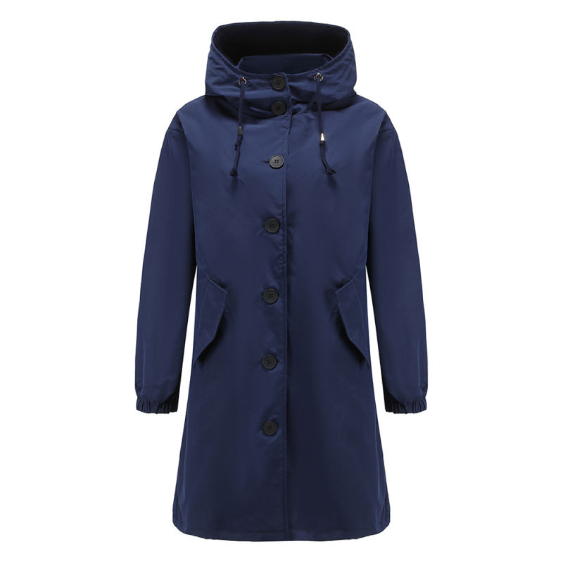 Navy Blue Weatherproof Hooded Outdoor Rainproof Coat TQK280160-34