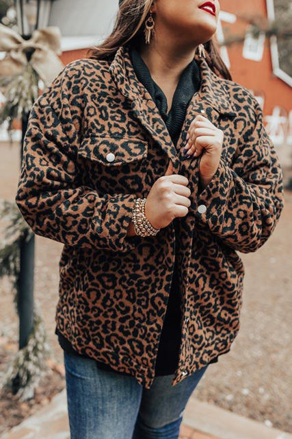 Plus Size Leopard Jacket PL851015-20
