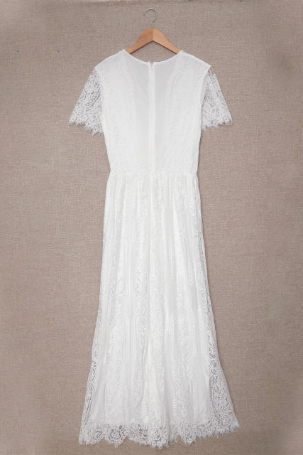 White Fill Your Heart Lace Maxi Dress LC611316-1