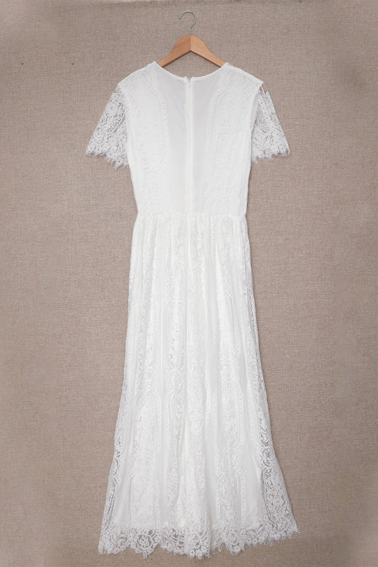 White Fill Your Heart Lace Maxi Dress LC611316-1