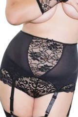 Plus Size High-waisted Lace Hollow-out Garter Belt LC1183P