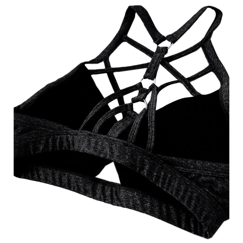 Black Front Criss-cross Bra with Pant Yoga Set TQE91346-2