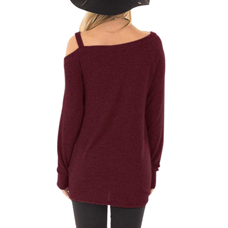 Wine Red Cold Shoulder Knot Twist Front Tunic Tops