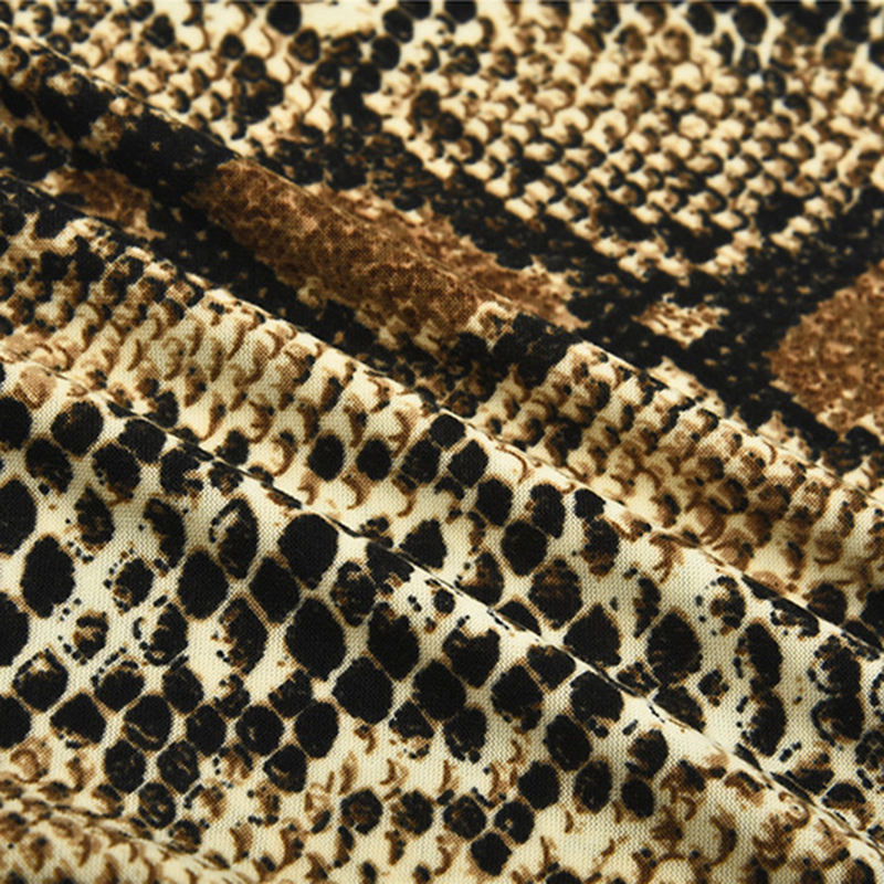 Brown Snake Print Turtleneck Bodysuit TQK00228-17