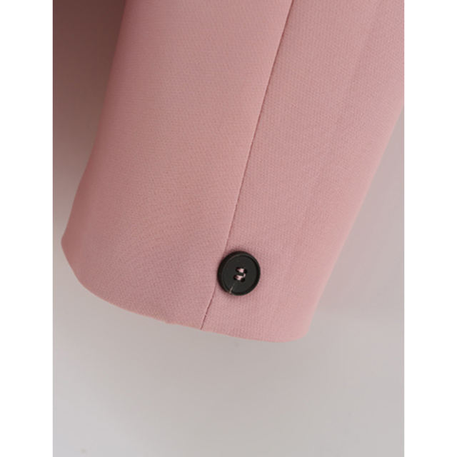 Pink Lapel Collar Button Solid Color Blazer TQK260054-10