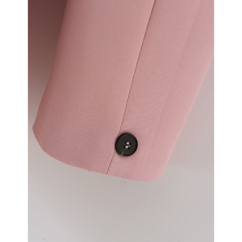 Pink Lapel Collar Button Solid Color Blazer TQK260054-10