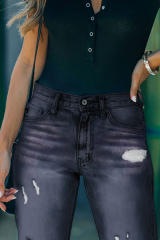 Black Medium Wash High Rise Straight Leg Jeans LC782294-2