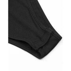 Black Multi Cut-out Asymetrical Rib Bodysuit TQV220140-2
