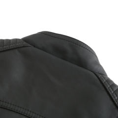 Black Zipper Slim Fit Motorcycle PU Leather Jacket TQK280090-2