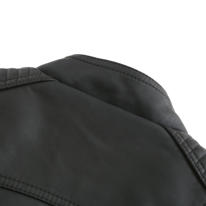 Black Zipper Slim Fit Motorcycle PU Leather Jacket TQK280090-2