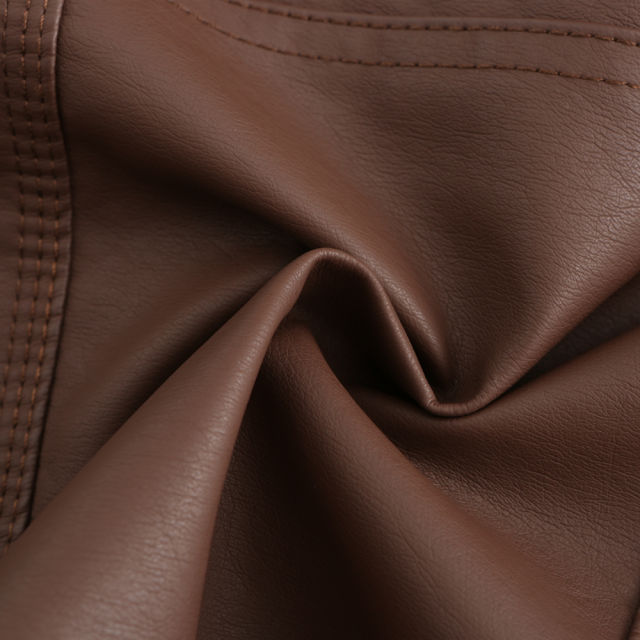Coffee Removable Hooded Washed PU Leather Jacket TQK280096-15