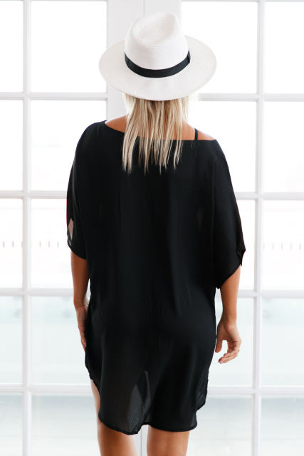 Black Breezy Tie The Knot Beach Cover Up