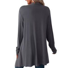 Dark Gray Cotton Blend 1/2 Sleeve Lightweight Small Coat TQK280179-26
