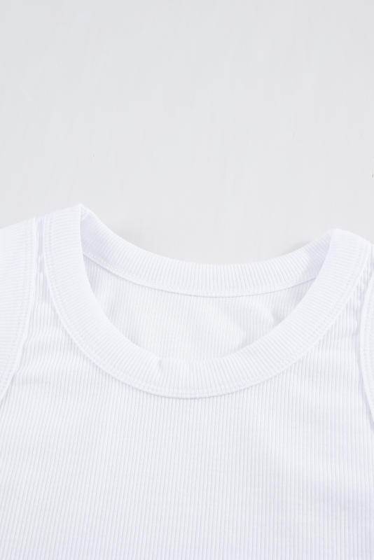 White Fashion Bodycon Tight Ribbed Tank Top LC256249-1