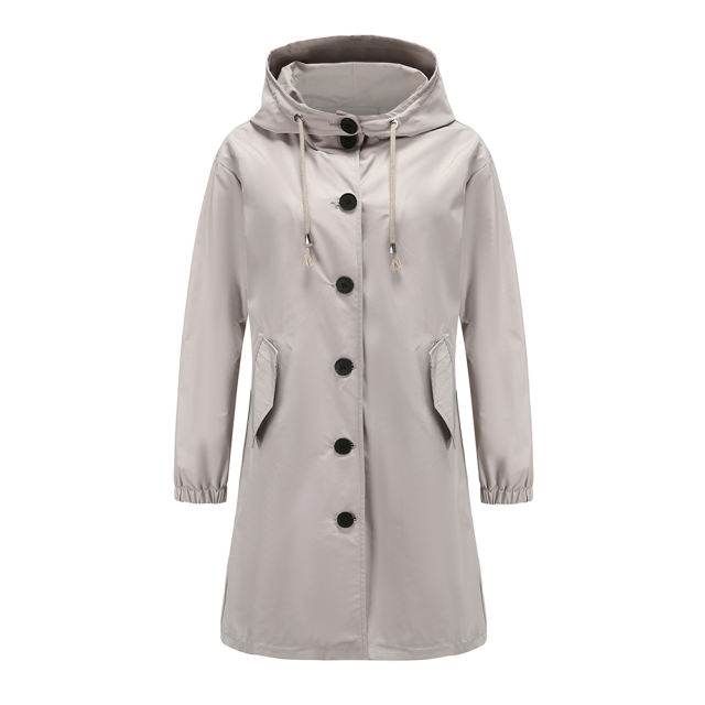 Light Gray Weatherproof Hooded Outdoor Rainproof Coat TQK280160-25