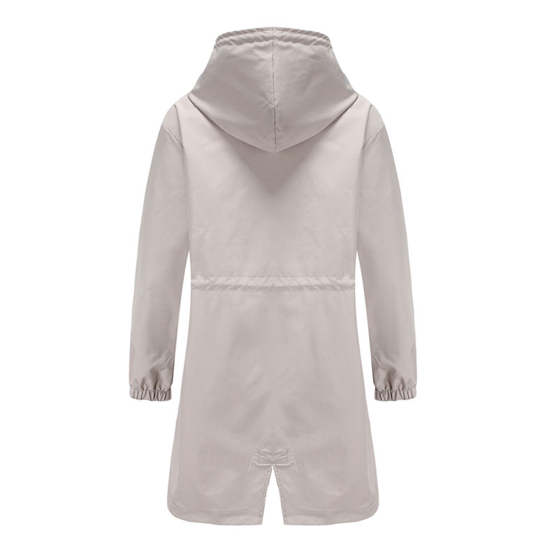 Light Gray Weatherproof Hooded Outdoor Rainproof Coat TQK280160-25