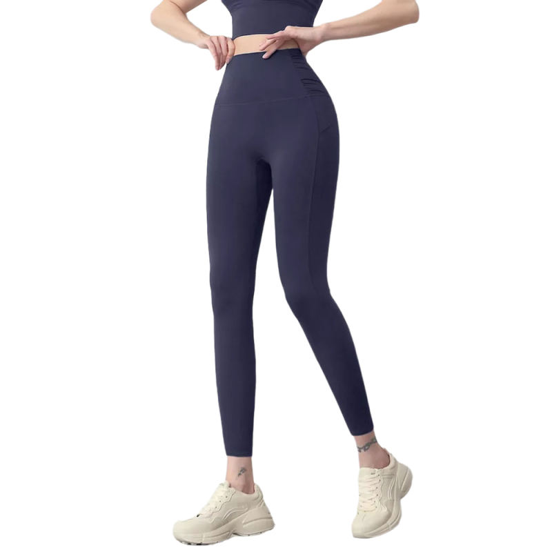 Dark Blue Fake Two-pieces Bra with Pant Yoga Set TQE91350-77