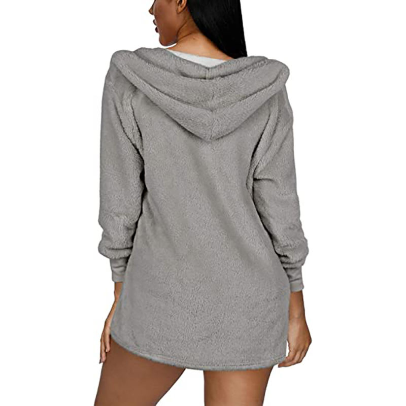 Gray Plush Hoodie with Shorts and White Vest 3pcs Set TQK710393-11