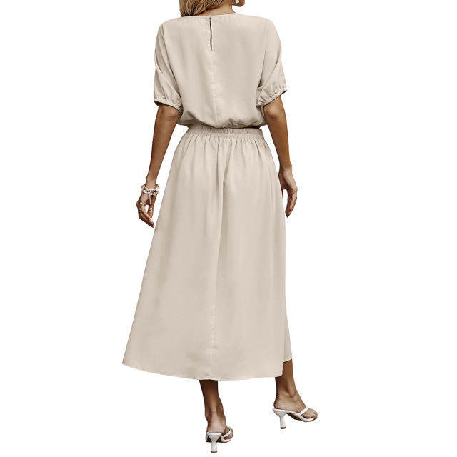 Apricot Pleated Crop Top with Skirt Set TQX711094-18