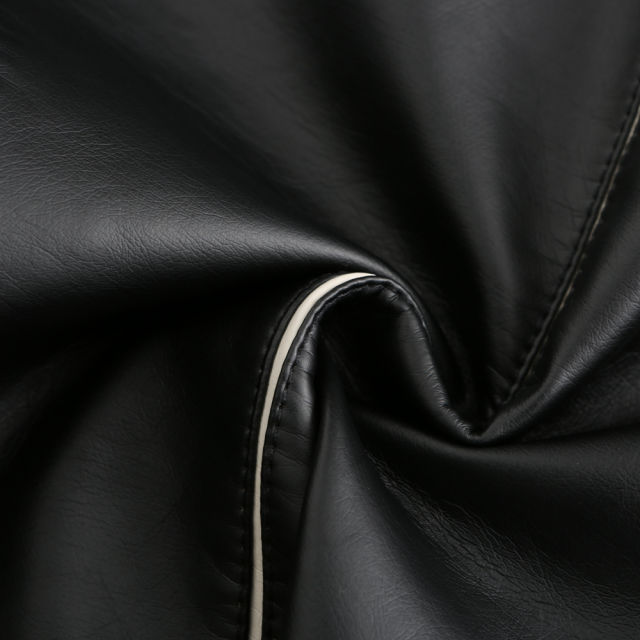 Black Turn Down Slim Fit PU Leather Jacket TQK280095-2