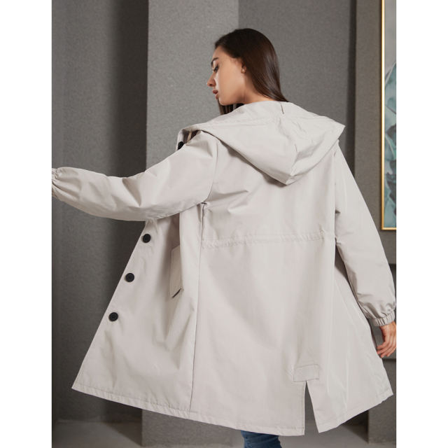 Light Gray Weatherproof Hooded Outdoor Rainproof Coat TQK280160-25