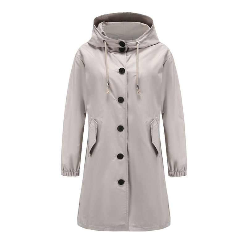 Light Gray Weatherproof Hooded Outdoor Rainproof Coat TQK280160-25