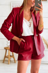 Rose Wavy Collar Single Button Blazer LC852406-6