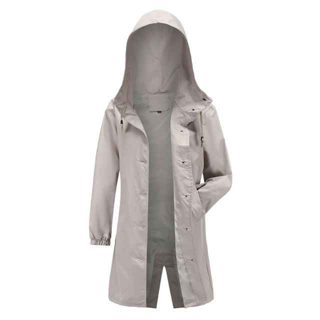 Light Gray Weatherproof Hooded Outdoor Rainproof Coat TQK280160-25