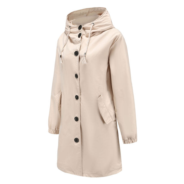 Khaki Weatherproof Hooded Outdoor Rainproof Coat TQK280160-21