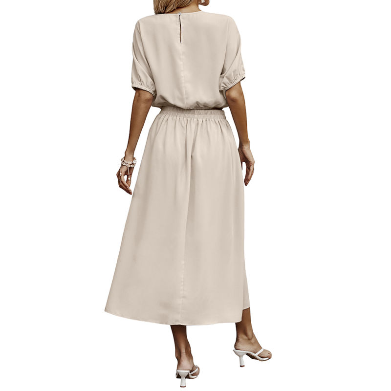 Apricot Pleated Crop Top with Skirt Set TQX711094-18