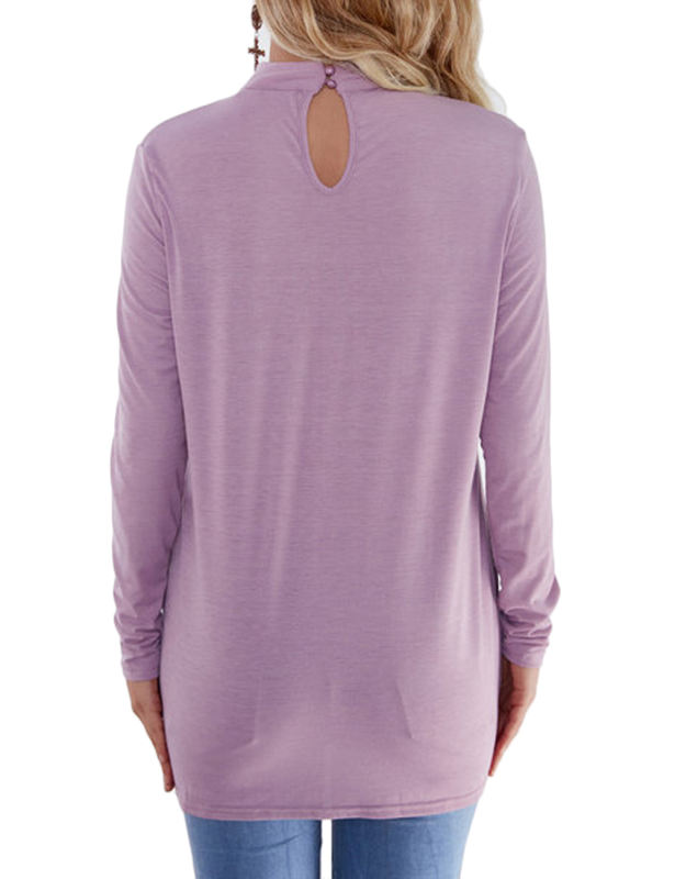 Light Purple Front Criss-cross long sleeve v neck blouse