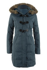 Gray Toggle Button Quilted Coat For Women