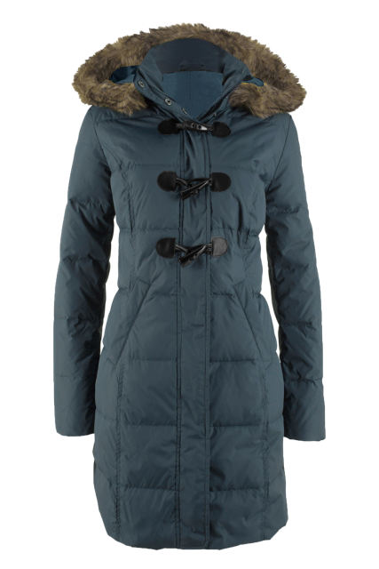 Gray Toggle Button Quilted Coat For Women