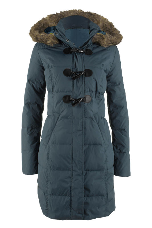 Gray Toggle Button Quilted Coat For Women