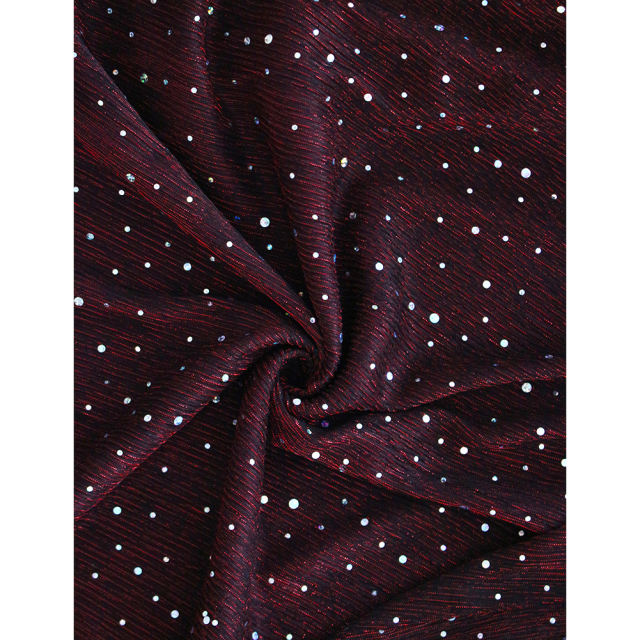 Burgundy Sequin V Neck High Split Maxi Dress TQK311352-23