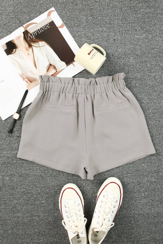 Gray Linen Mix Paper Bag Shorts LC731168-11